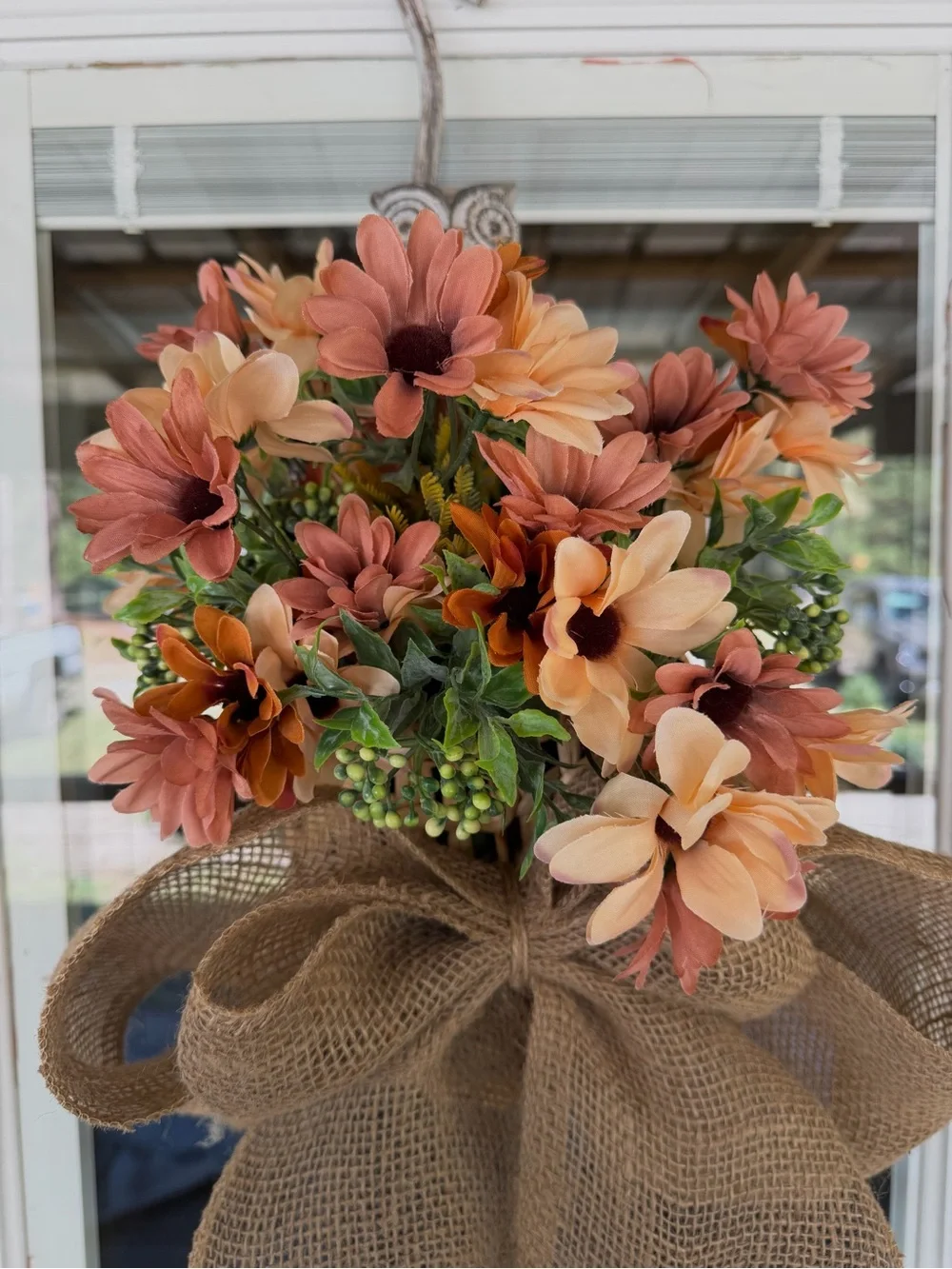 Fall Wall Basket with Burlap Bow